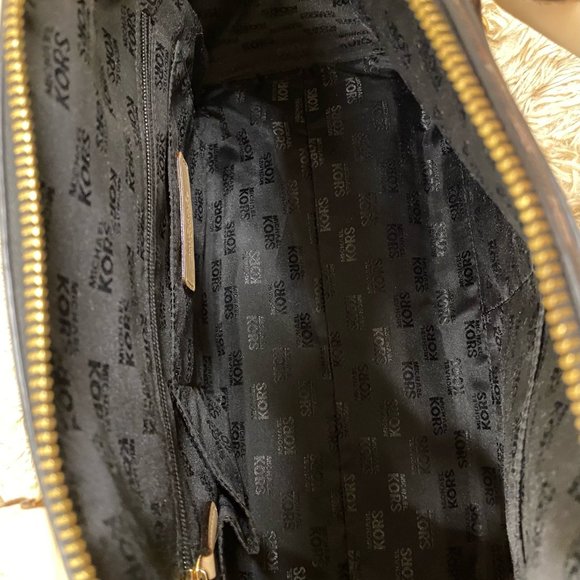 Michael Kors Shiny Black Monogram Satchel Bag - Picture 7 of 14